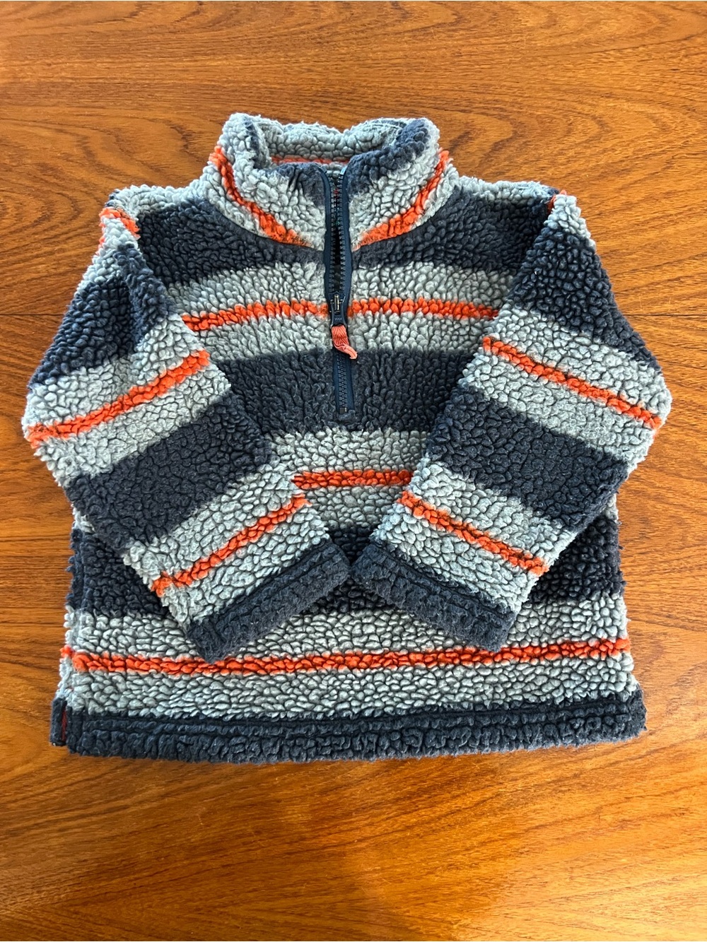 Mini Boden Fleece - Navy, Light Blue & Orange Stripes